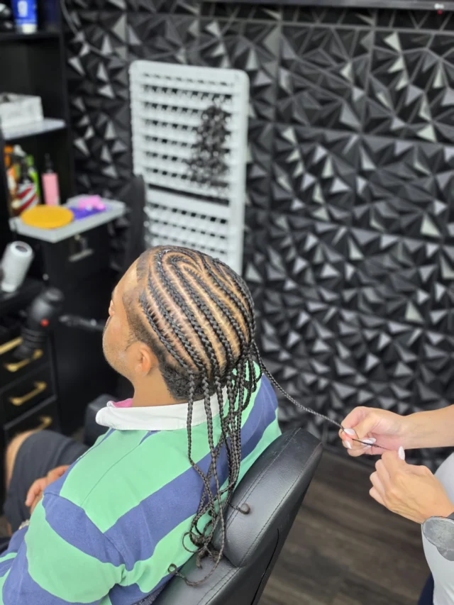 Cornrow detail by Viviana at Arca Barbershop